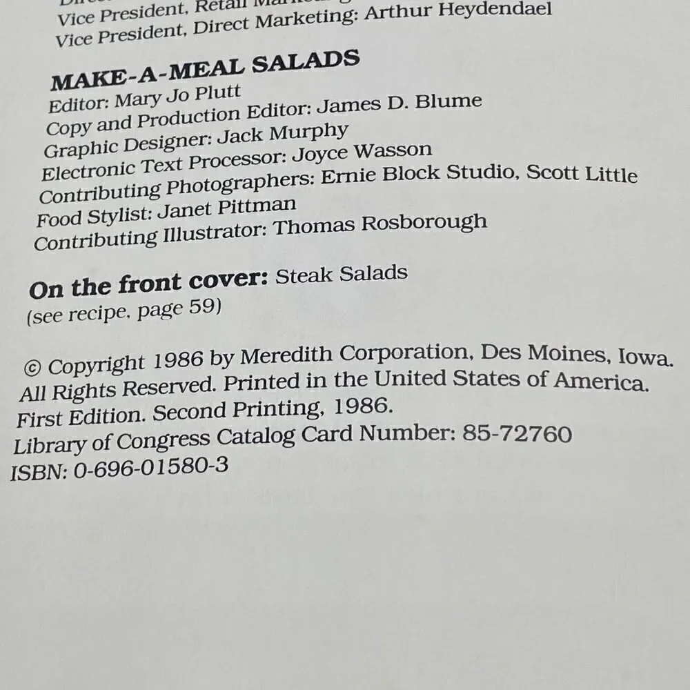 Vintage Better Homes & Gardens Make-A-Meal Salads Cookbook